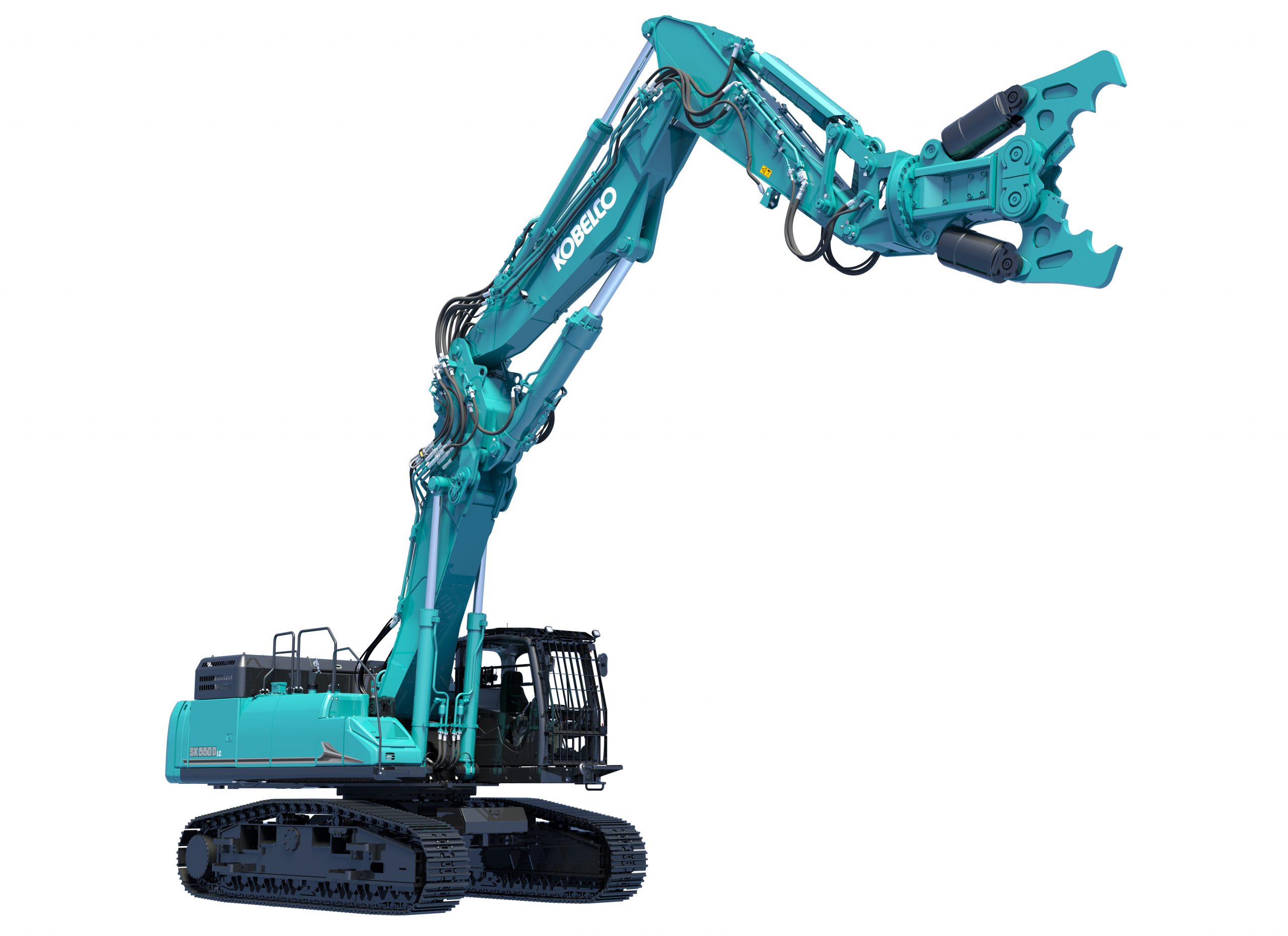 La versione con braccio triplice del Kobelco SK550DLC-11 è adatta per le demolizioni di edifici con altezza minore