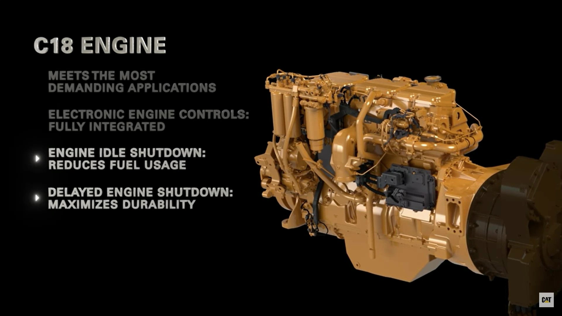 Il motore Caterpillar C18 Acert sviluppa la massima potenza a soli 1.500 giri/min