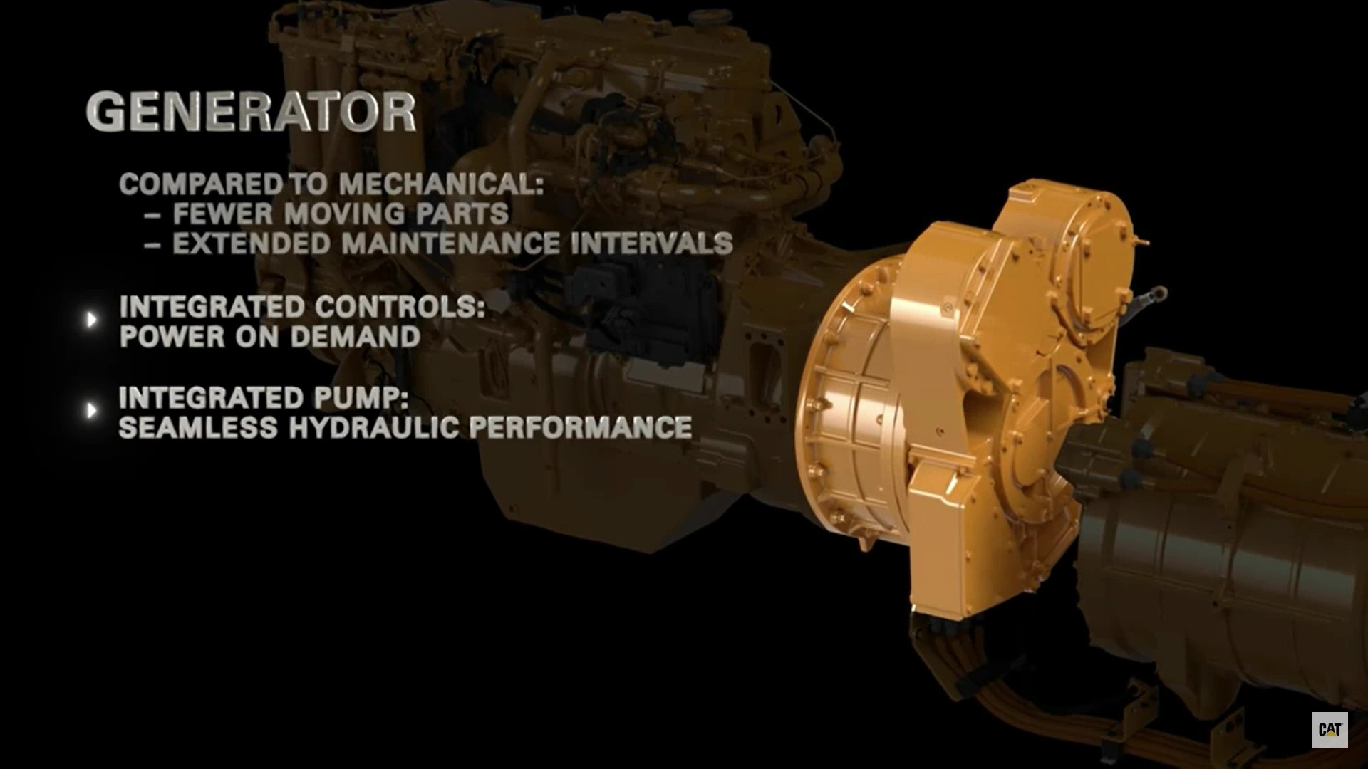 La tecnologia Caterpillar prevede un generatore con pompa idraulica integrata