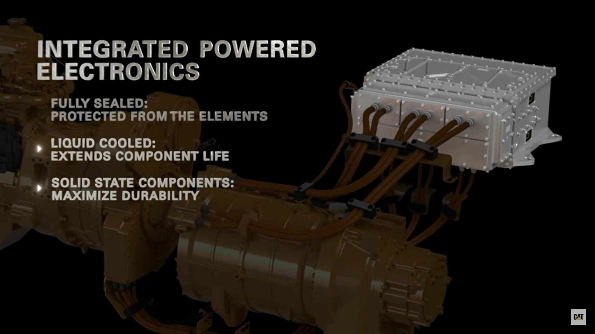 L'elettronica di potenza di Caterpillar prevede un inverter a massa solida raffreddato a liquido