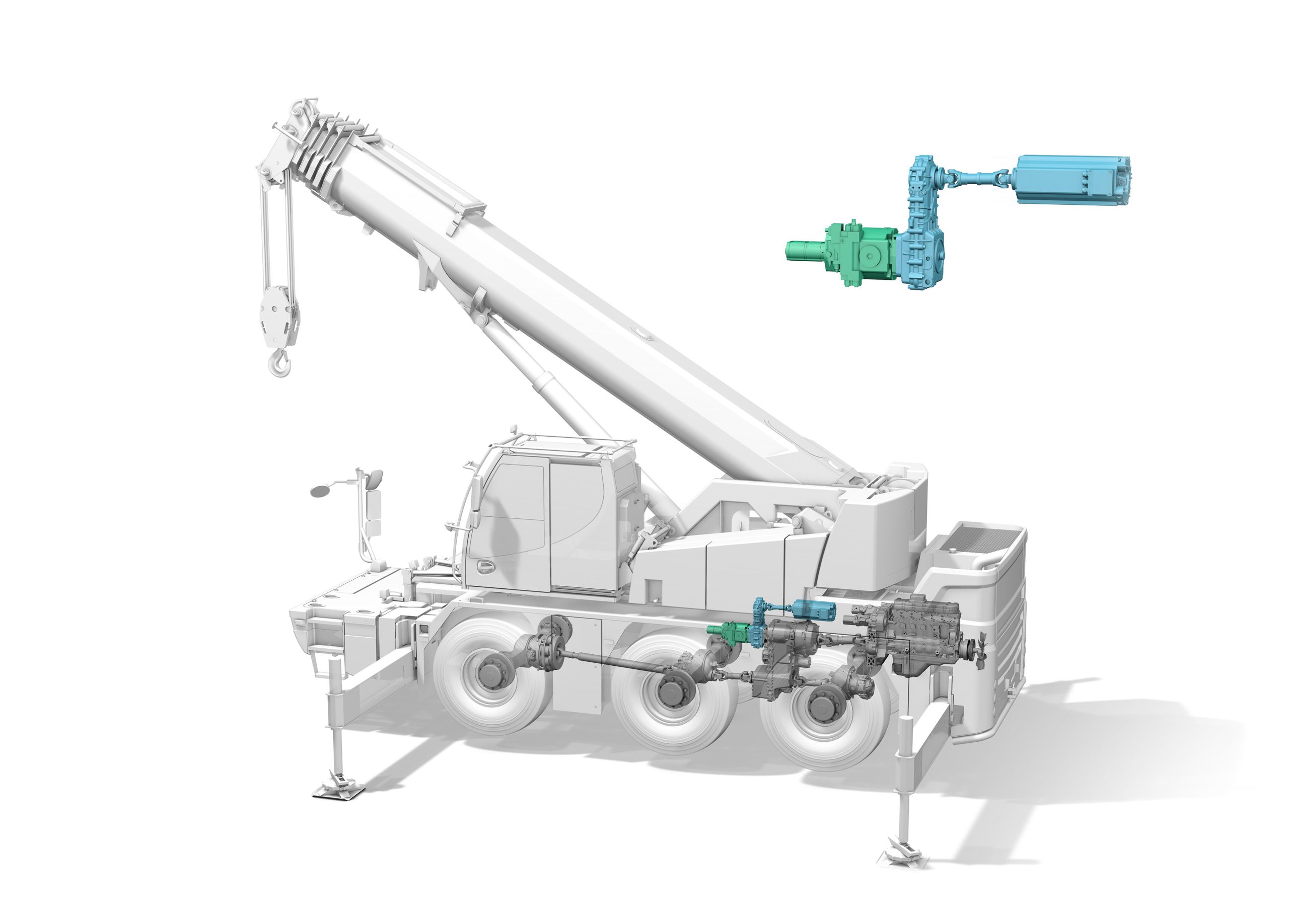 Liebherr ha utilizzato uno schema di funzionamento molto semplice per la sua LTC 1050-3.1