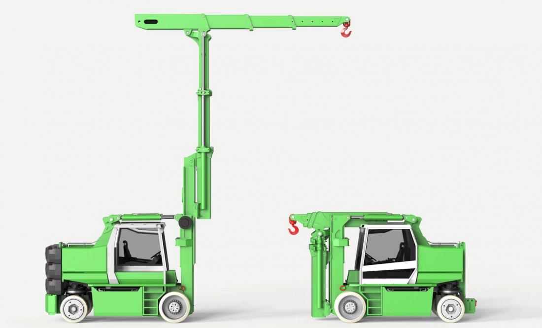 JMG Cranes ha vinto con il suo nuovo carrello elevatore ad assetto variabile