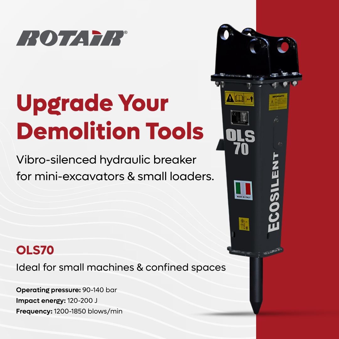 ROTAIR rinnova la sua gamma di martelli demolitori compatti con il nuovo OLS 70
